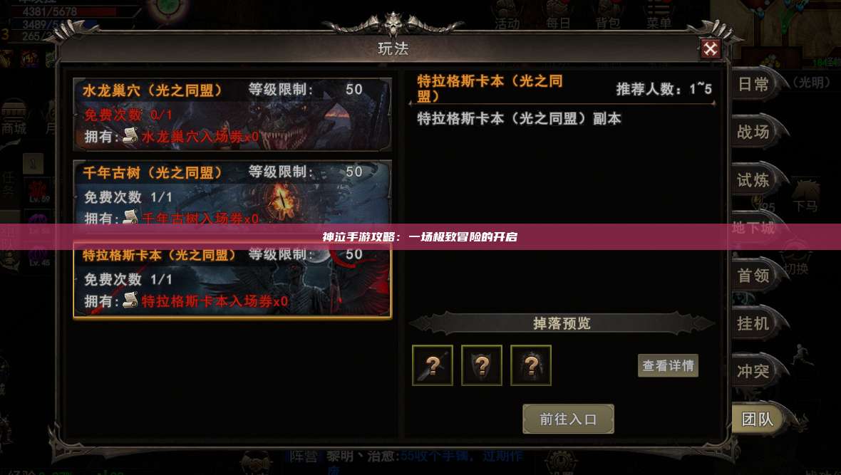 神泣纷争手游攻略：一场极致冒险的开启