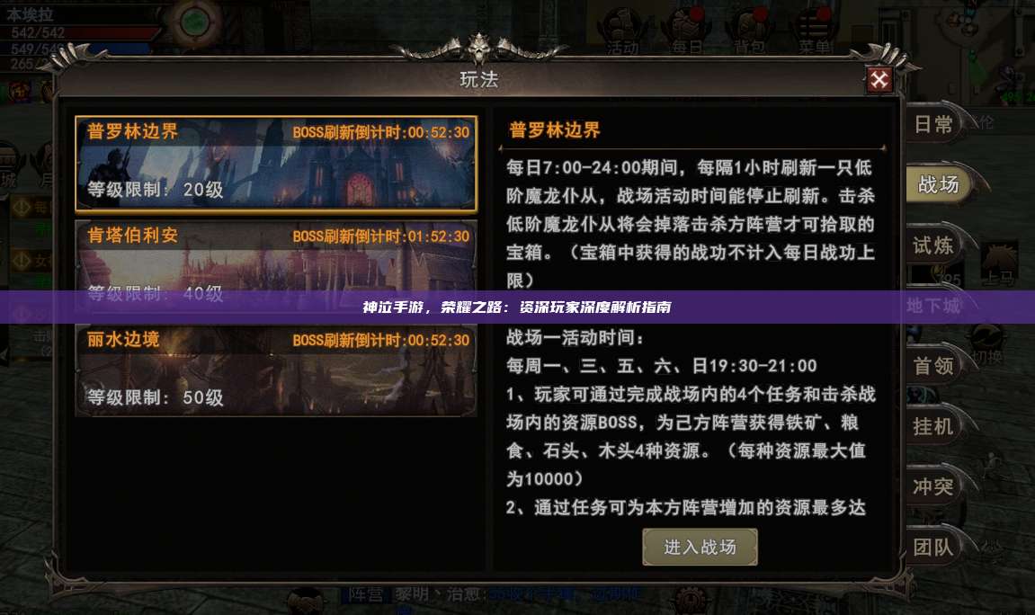 神泣纷争手游，荣耀之路：资深玩家深度解析指南