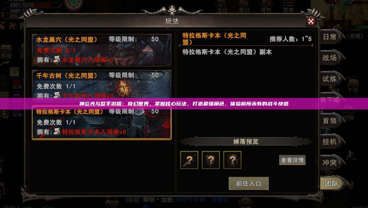 神泣纷争手游版:奇幻世界,掌握核心玩法,打造最强角色,体验前所未有的战斗快感